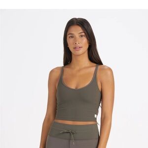 Olive Rib Crop Tank Top